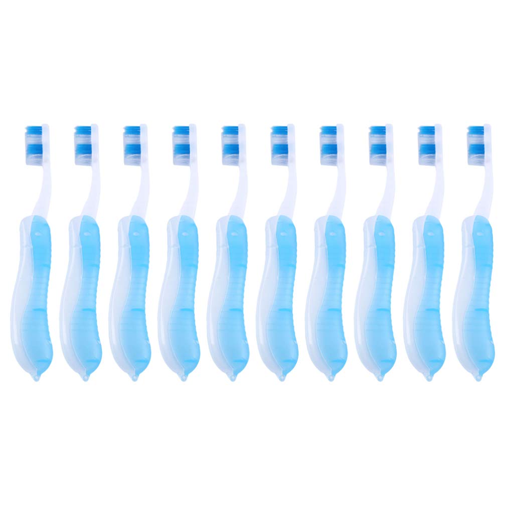 Foldable Travel Toothbrush with Soft Bristles - 10 Pack Compact Folding Toothbrushes for Camping, Hiking & On-The-Go Oral Care | Portable Dental Hygiene Solution for Backpacking, Gym & Emergency Kits