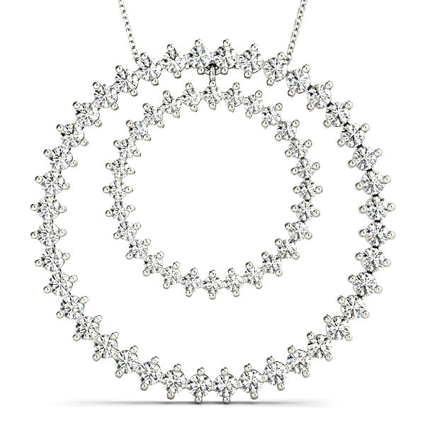 2.17 Carat Diamond Double Circle Pendant Necklace - Elegant Jewelry for Women, Perfect for Weddings, Anniversaries & Special Occasions