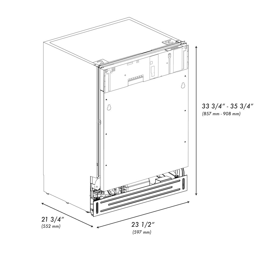 ZLINE 24 Inch Tallac Series 3rd Rack Tall Tub Dishwasher - Custom Panel Ready, Stainless Steel Interior, Ultra Quiet 51dBa (DWV 24) - Perfect for Modern Kitchens and Open Concept Homes
