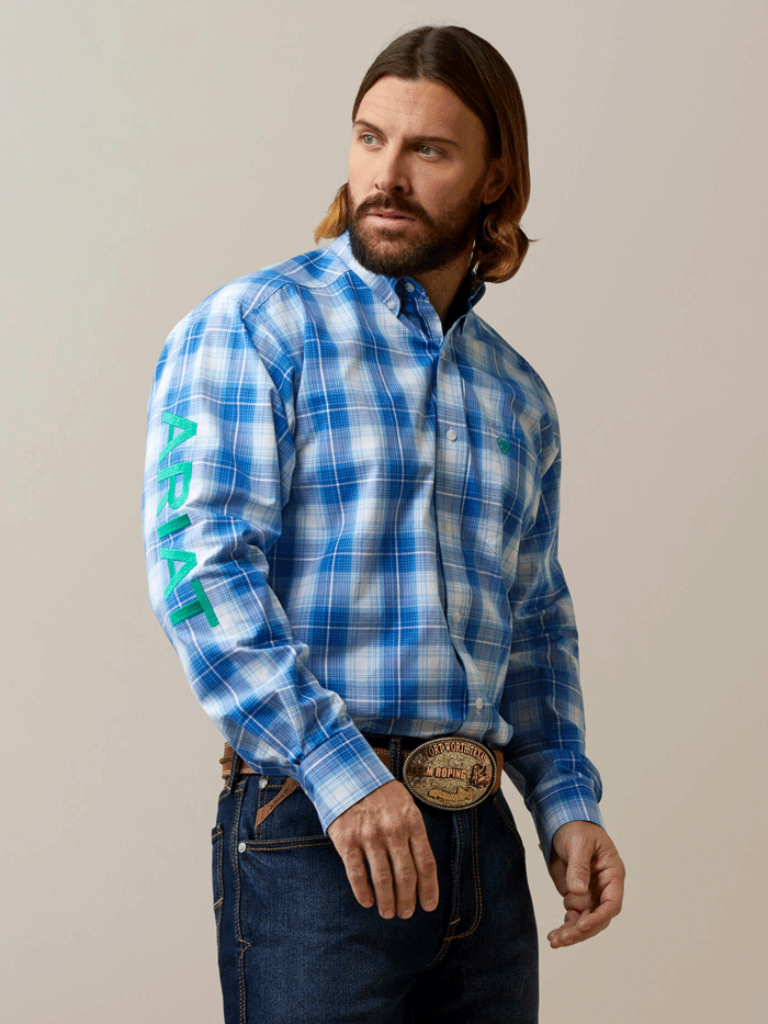 Ariat Men's Pro Series Team Daxton Classic Fit Shirt - Blue | Western Work Shirt for Ranch, Rodeo & Outdoor Activities