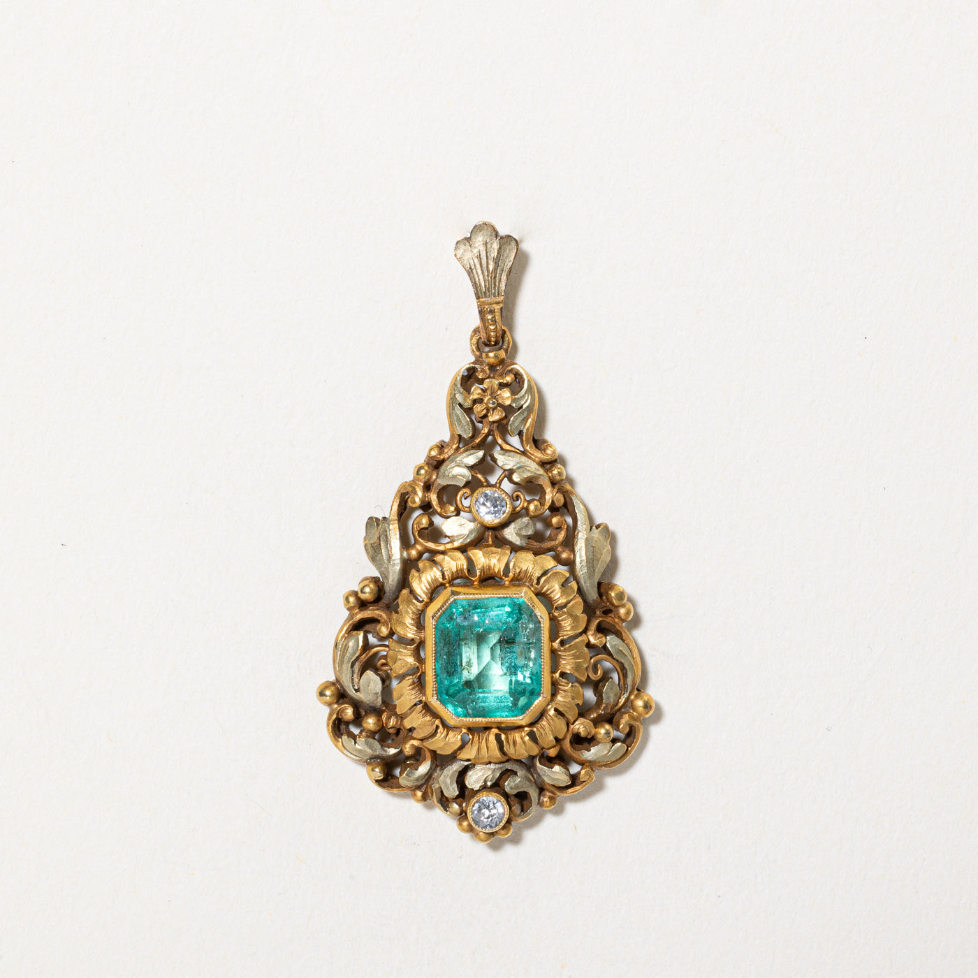 Vintage Emerald and Diamond Pendant & Earring Set - 3.71ctw Emerald, 0.19ctw Diamonds | Elegant Jewelry for Weddings, Anniversaries & Special Occasions