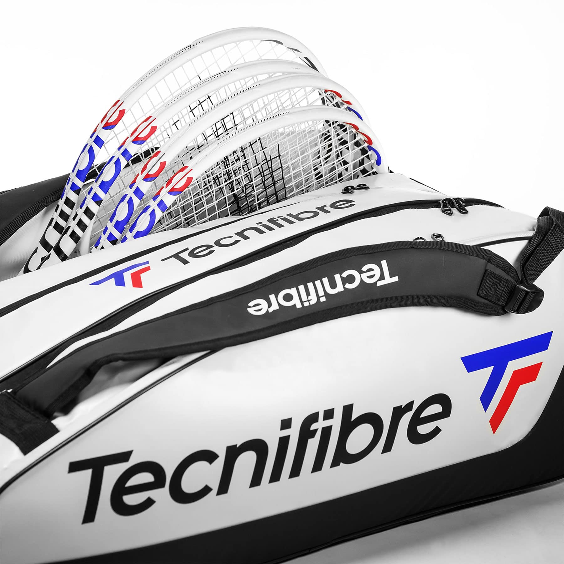 Tecnifibre Tour Endurance Tennis & Squash Bag - Waterproof UV-Resistant Sports Bag (RS, White, Navy) for Tennis, Squash & Gym - RackPack, 15R, 12R, 6R & Backpack Options