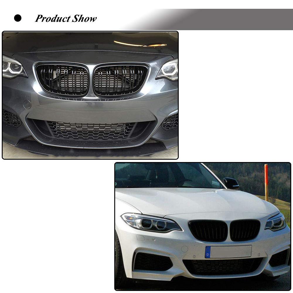 F22 F23 F87 CF Front Kidney Grille for BMW 2 Series 220i 228i 230i M235i M2 (2014-2018) - Carbon Fiber Twin Slat Grille Trim Frame Cover | Upgrade Your BMW's Front End Style