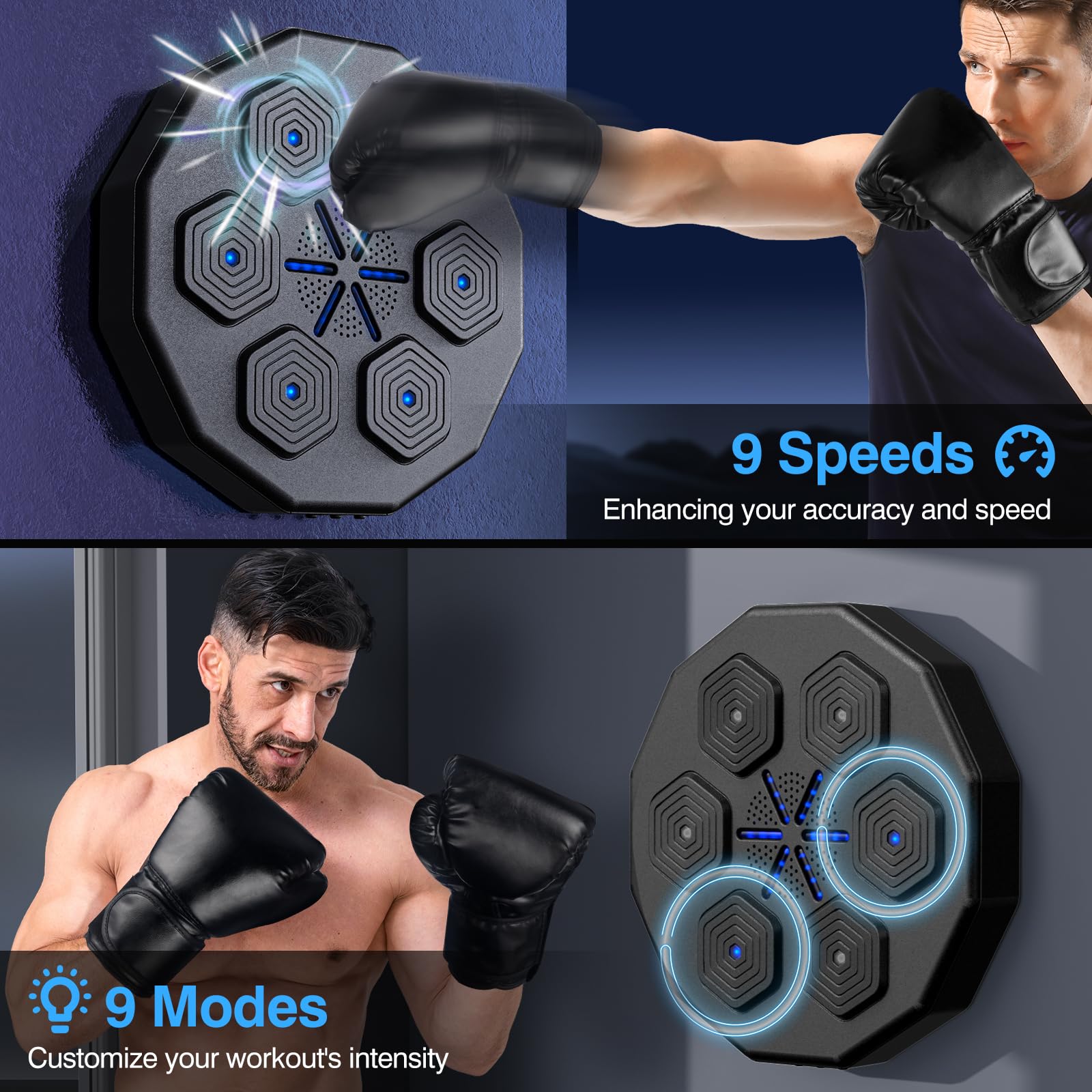2025 Upgraded 2.0 Smart Bluetooth Music Boxing Machine with 2 Pairs of Gloves - Wall Mounted Home Exercise Equipment for Parent-Child Workouts & Fitness Training | Perfect for Home Gym, Boxing Practice, and Family Fitness Activities