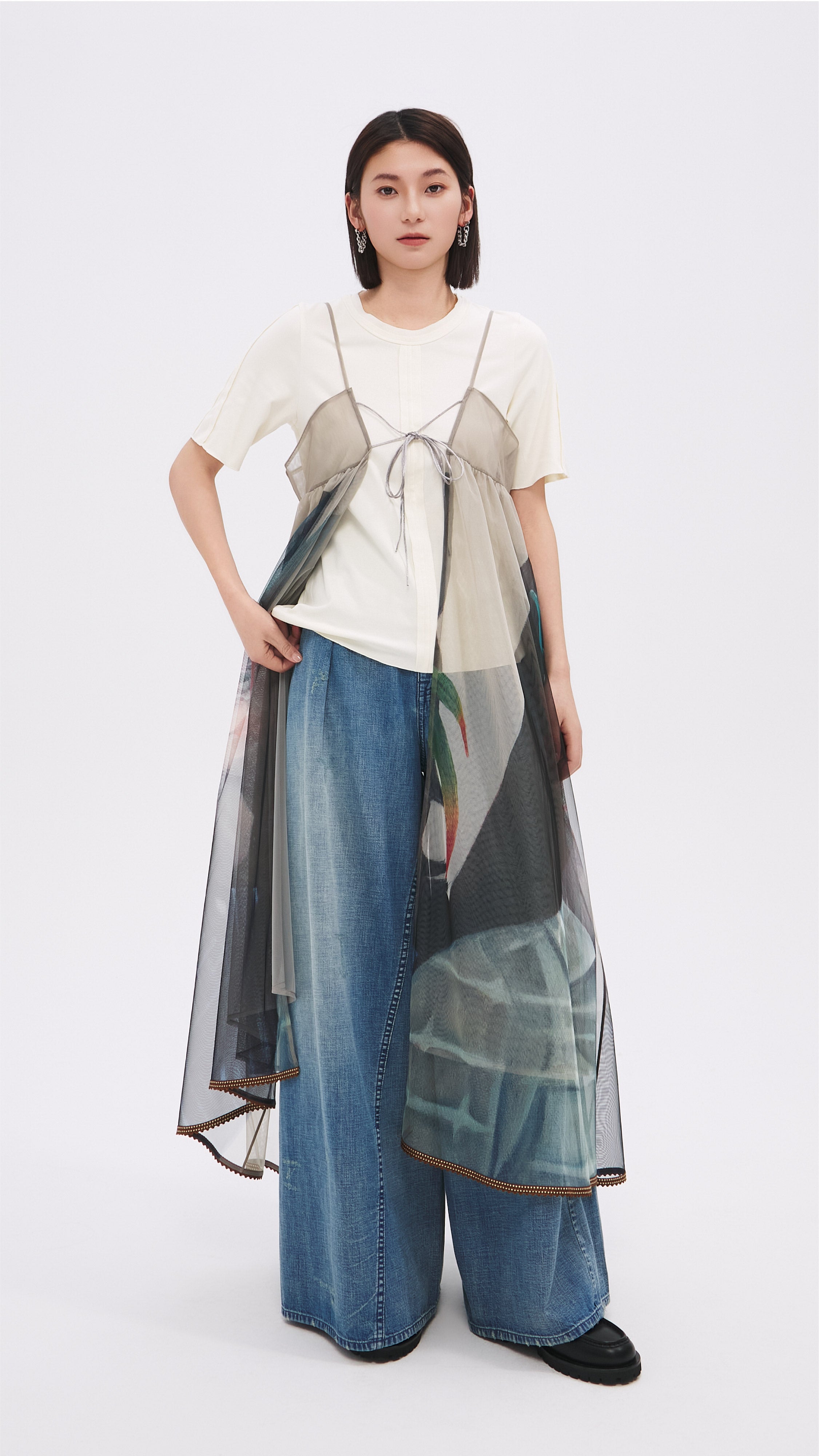 Tucks Trimmed T-Shirt for Women - Comfortable & Stylish Casual Wear - Perfect for Everyday Outfits, Work, and Relaxing at Home