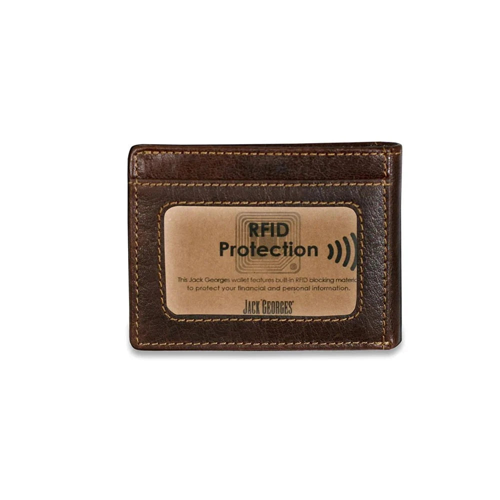 Jack Georges Voyager Slim Bifold Wallet - Genuine Leather RFID Blocking Minimalist Wallet for Men - Perfect for Everyday Carry, Travel & Business Use