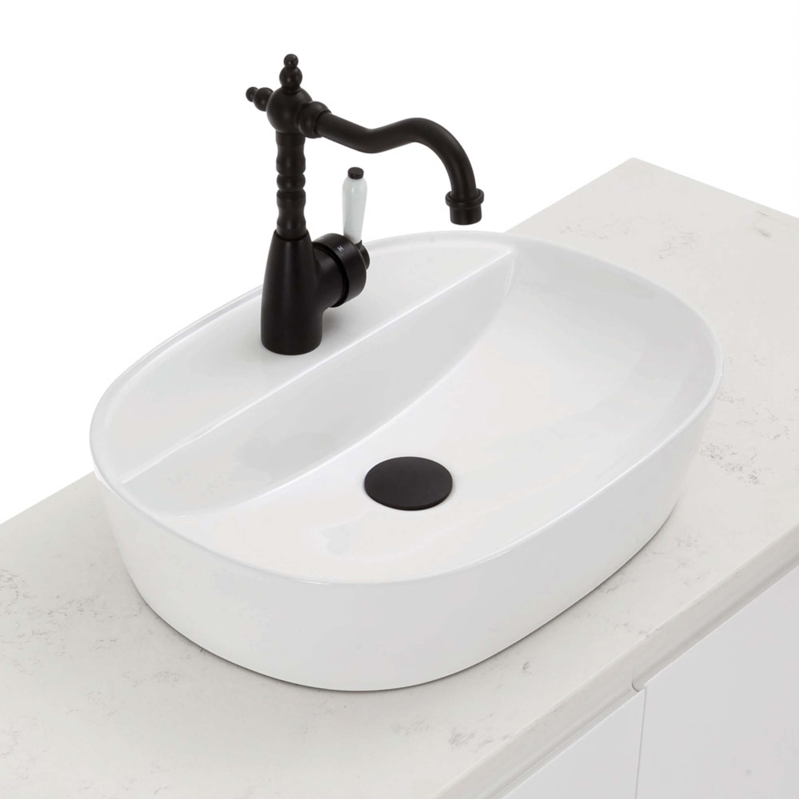 Fienza Chica Above Counter Bathroom Sink 505x385x120mm Gloss White - Modern Vanity Basin for Small Spaces, Powder Rooms & Guest Bathrooms
