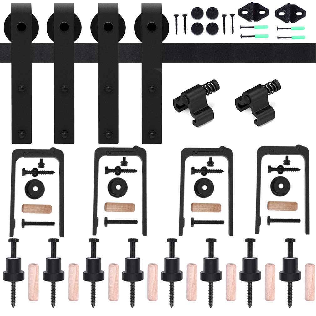 TSMST 6.6ft Heavy Duty Bypass Sliding Barn Door Hardware Kit - Low Ceiling Double Track for 40