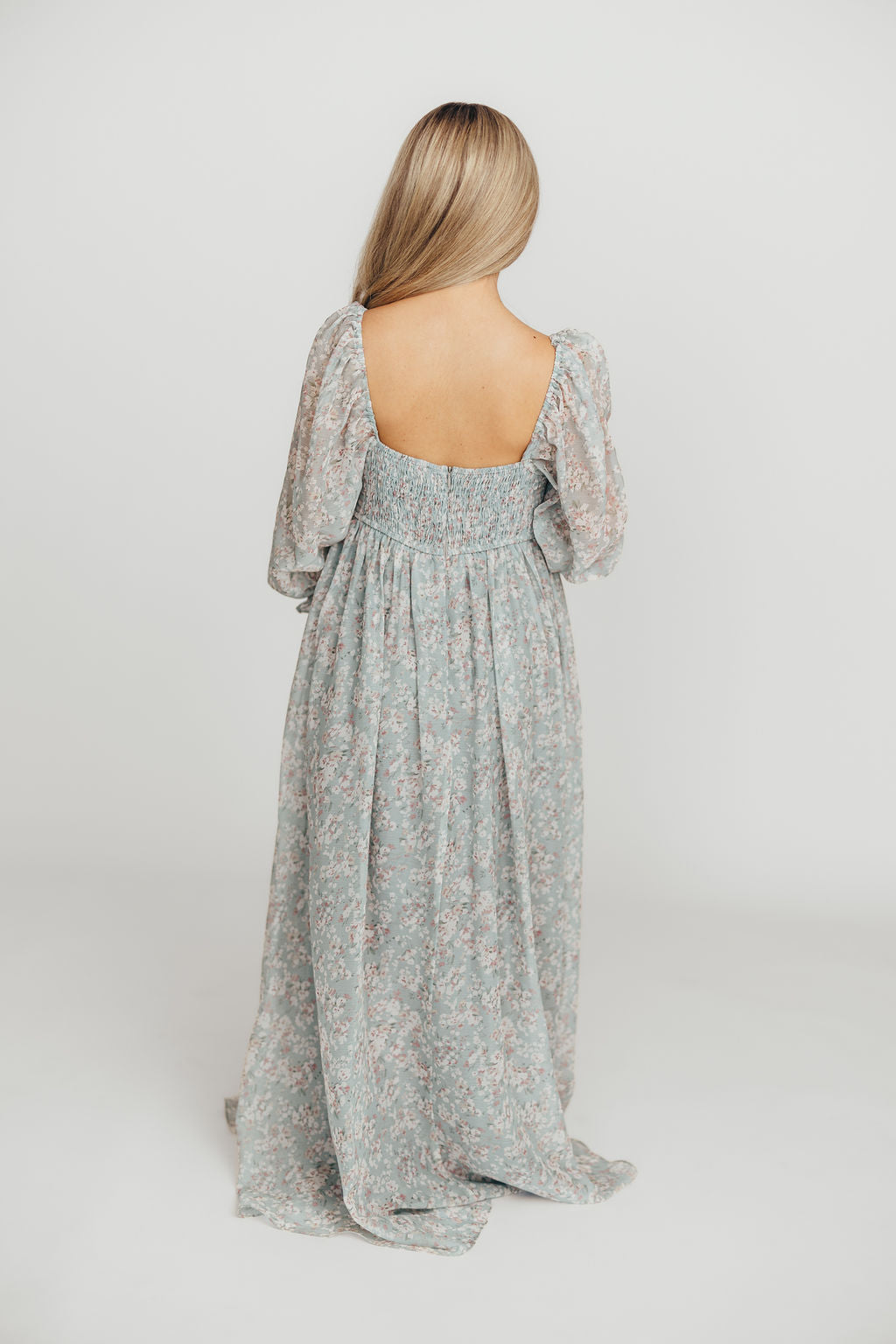 Elegant Sage Green Floral Smocked Maxi Dress for Women - Bump Friendly Maternity & Inclusive Sizing (S-3XL) - Perfect for Summer Weddings, Beach Vacations & Casual Outings