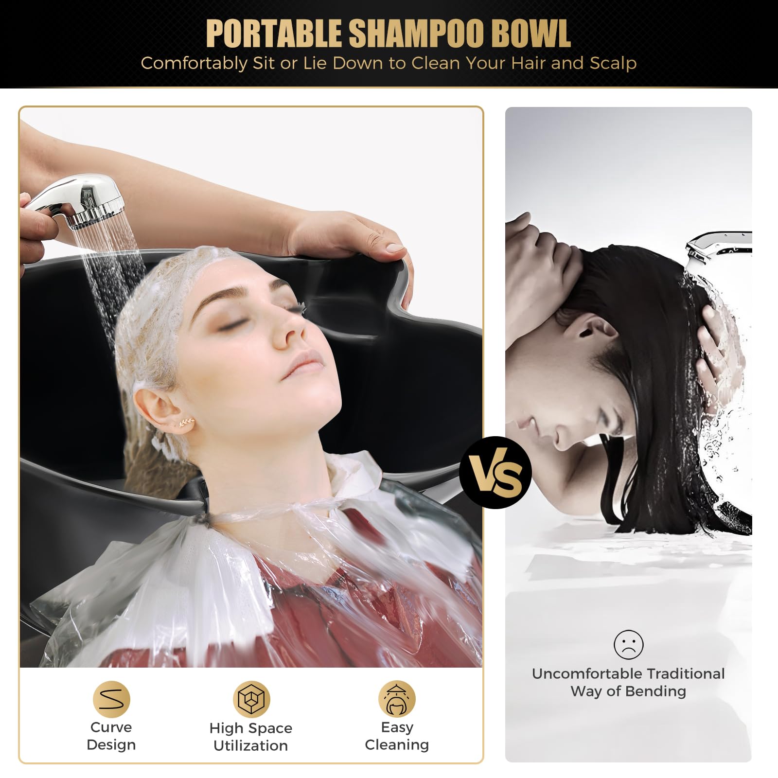 YIYIBYUS Portable Shampoo Bowl with Electric Pump - Adjustable Height Hair Washing Station for Home & Salon Use, Dual-Bucket Design Sink for Easy Hair Care - Perfect for Bedridden Patients, Elderly Care & Mobile Hairdressing Services