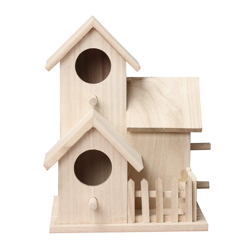 Yu2d Wooden Bird House - Handcrafted Nest Box for Wild Birds, Durable Outdoor Birdhouse for Garden, Patio & Backyard - Attract Robins, Finches & Bluebirds