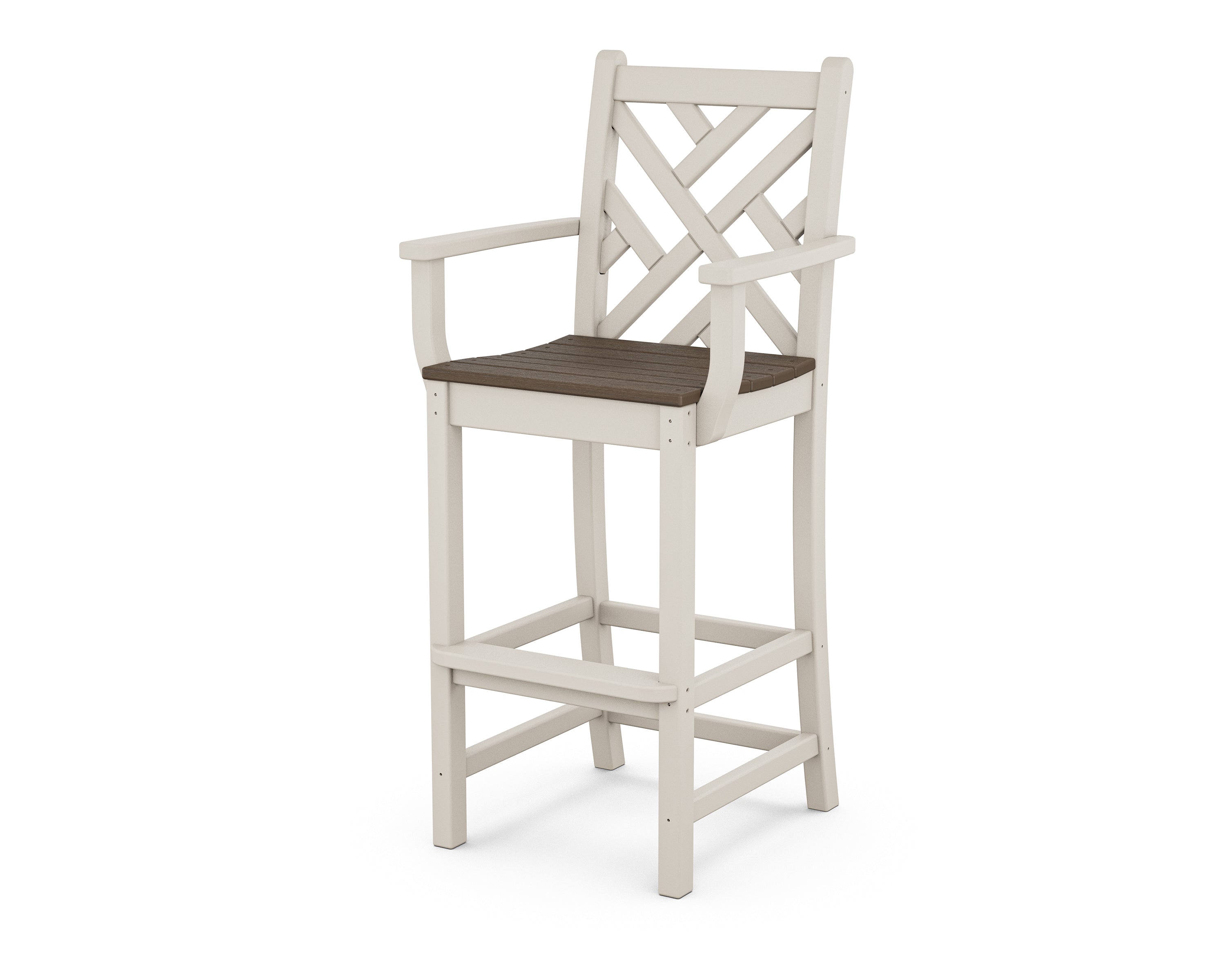 POLYWOOD Chippendale Bar Arm Chair - Outdoor & Indoor Durable Resin Wicker Dining Chair for Patio, Deck, Poolside, and Restaurant Use