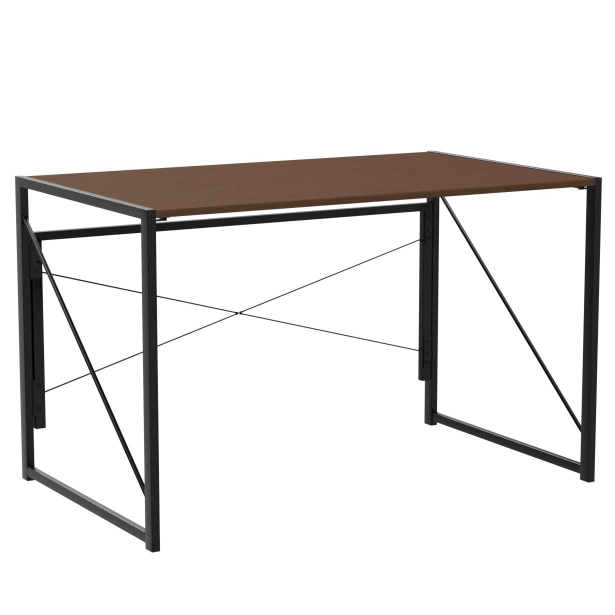 40 Inch Folding Computer Desk - Wood & Metal Study Table for Home Office, Espresso Finish | Space-Saving Laptop Desk for Small Spaces & Dorm Rooms