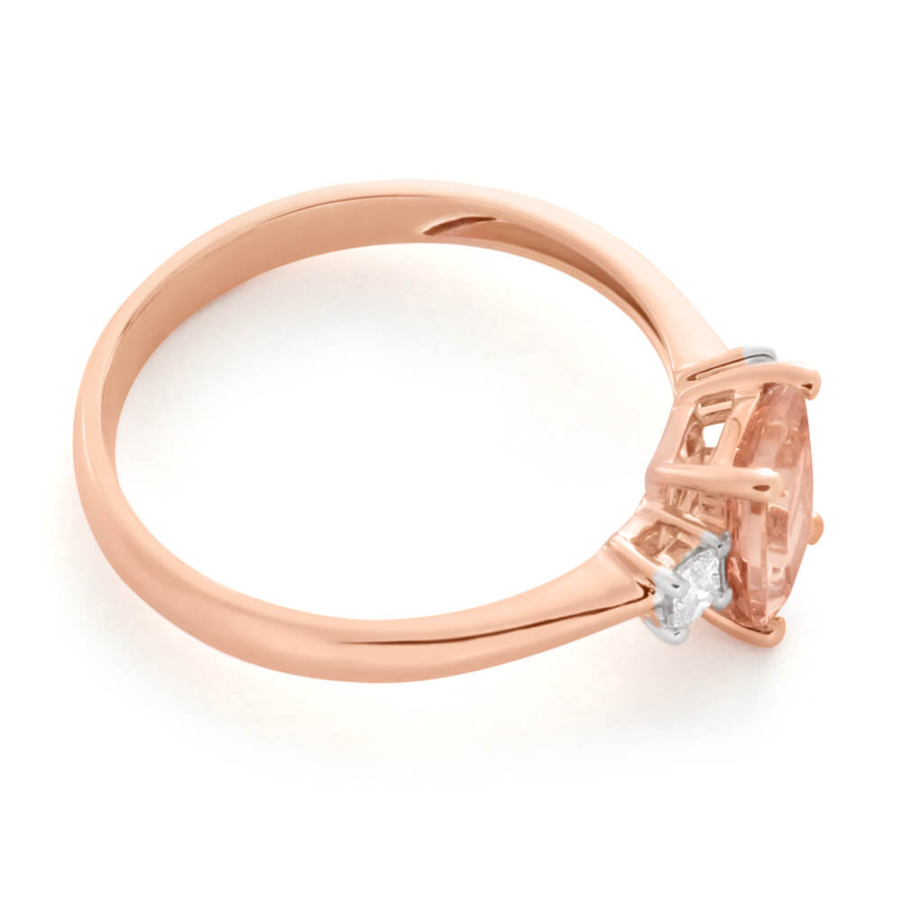 9ct Rose Gold 0.75ct Morganite & 0.10ct Diamond Engagement Ring for Women - Perfect for Weddings, Anniversaries & Romantic Gifts