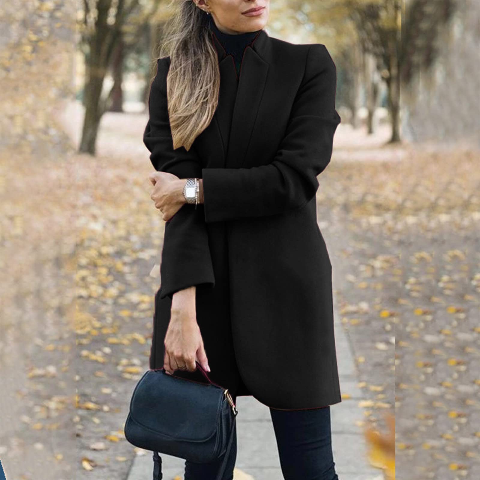 Women's Faux Wool Trench Coat - Warm & Soft Long Overcoat Fleece Jacket for Ladies | Perfect for Winter Fashion, Office Wear & Outdoor Activities