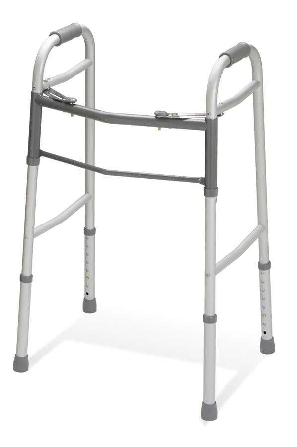 Lightweight Two-Button Folding Walker Without Wheels - Adjustable Height Mobility Aid for Seniors & Adults - Ideal for Indoor Use, Recovery & Stability Support