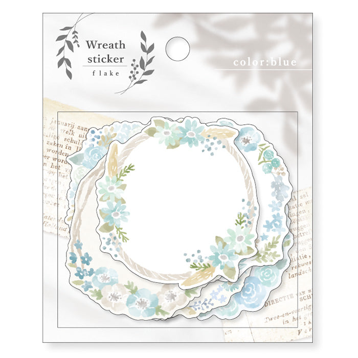 Blue Floral Wreath Flake Stickers - Decorative Vinyl Wall Decals for Home, Wedding, Party & Scrapbooking Decorations