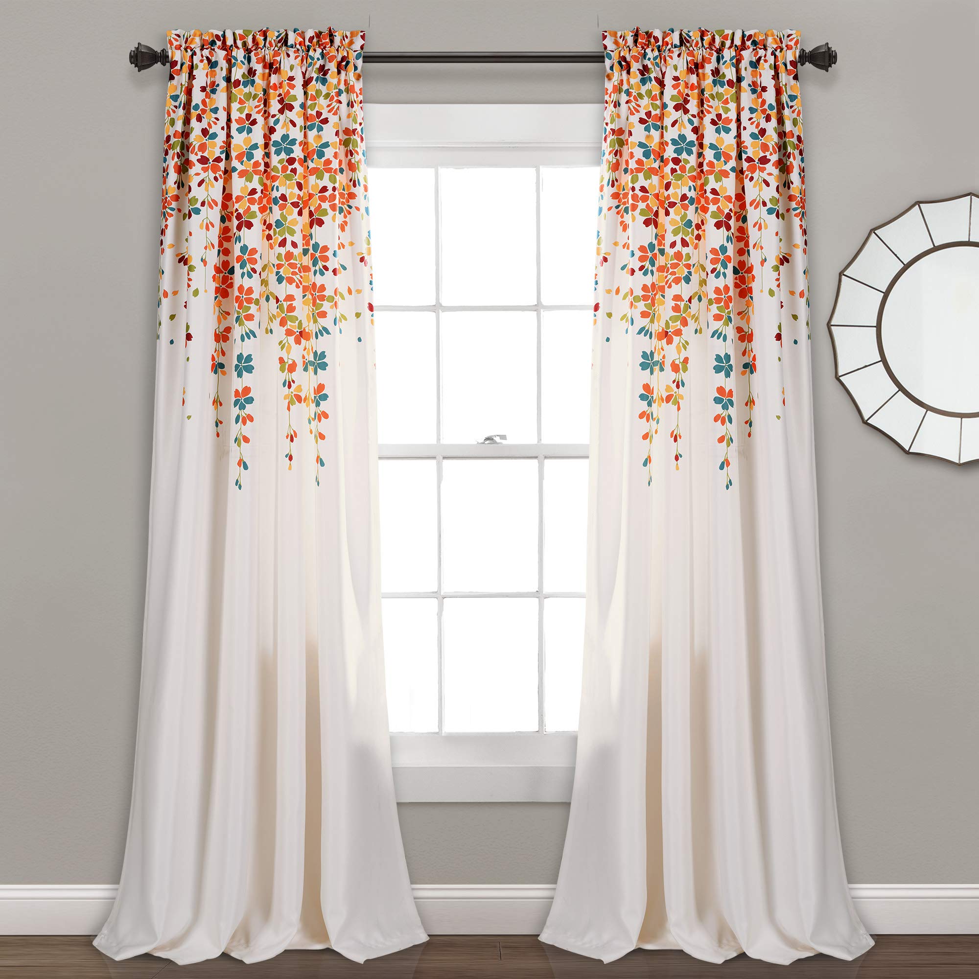 Lush Decor Darkening Window Curtains Set - Turquoise & Tangerine for Bedroom Privacy