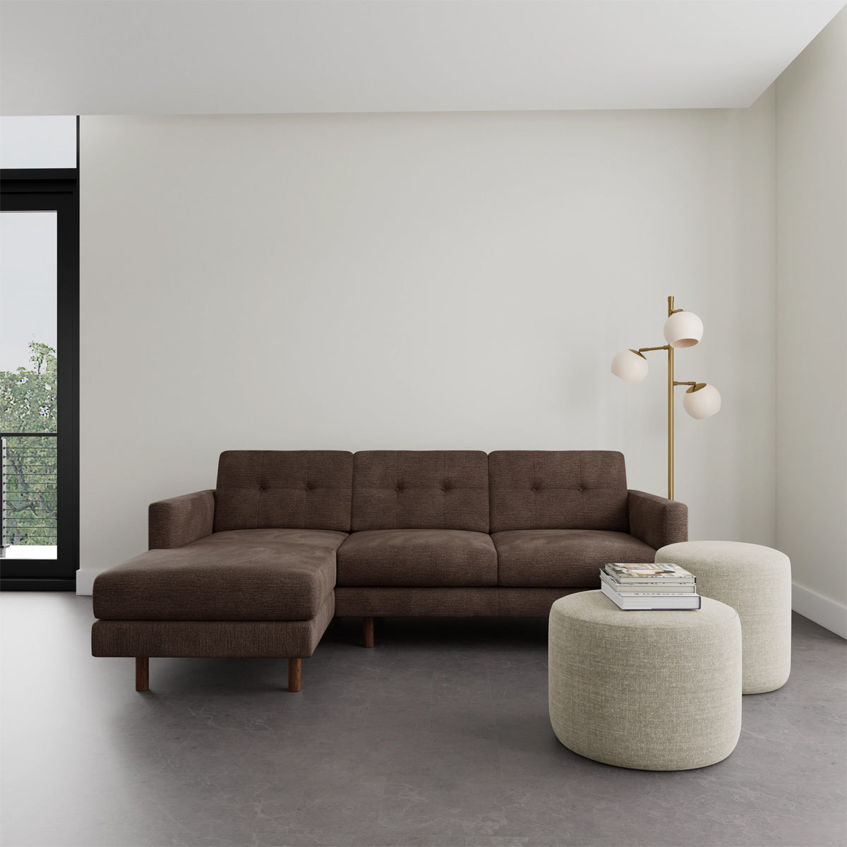 Conrad Fabric Left Chaise Sofa - Modern L-Shaped Sectional Couch with Reversible Chaise Lounge for Living Room, Apartment & Home Theater Comfortable Seating
