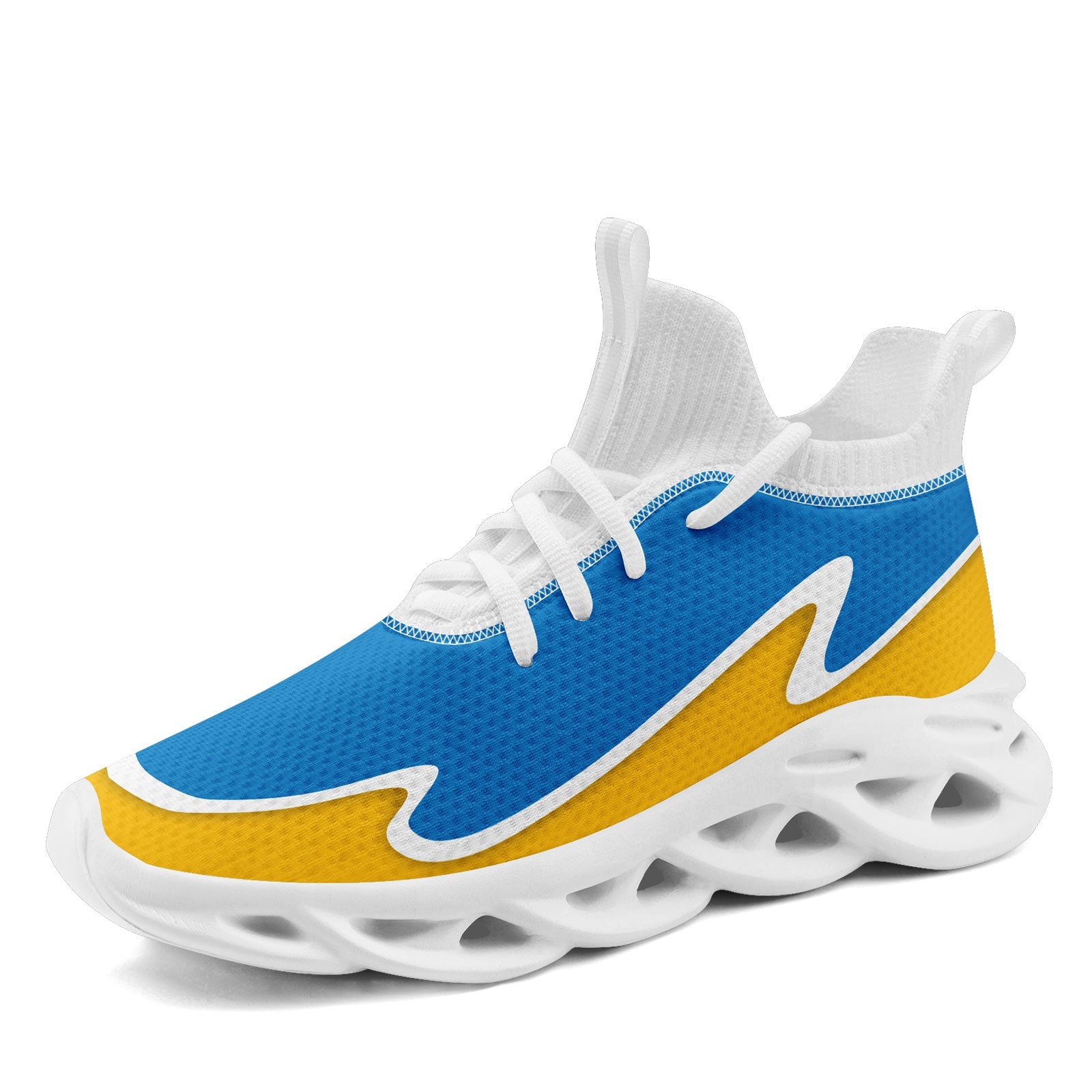 Custom Blue & Yellow Maxsoul Personalized Sneakers - Lightweight Comfortable Walking Shoes for Men & Women | Perfect for Running, Gym Workouts & Casual Wear (Model: FN030A E020011 21)