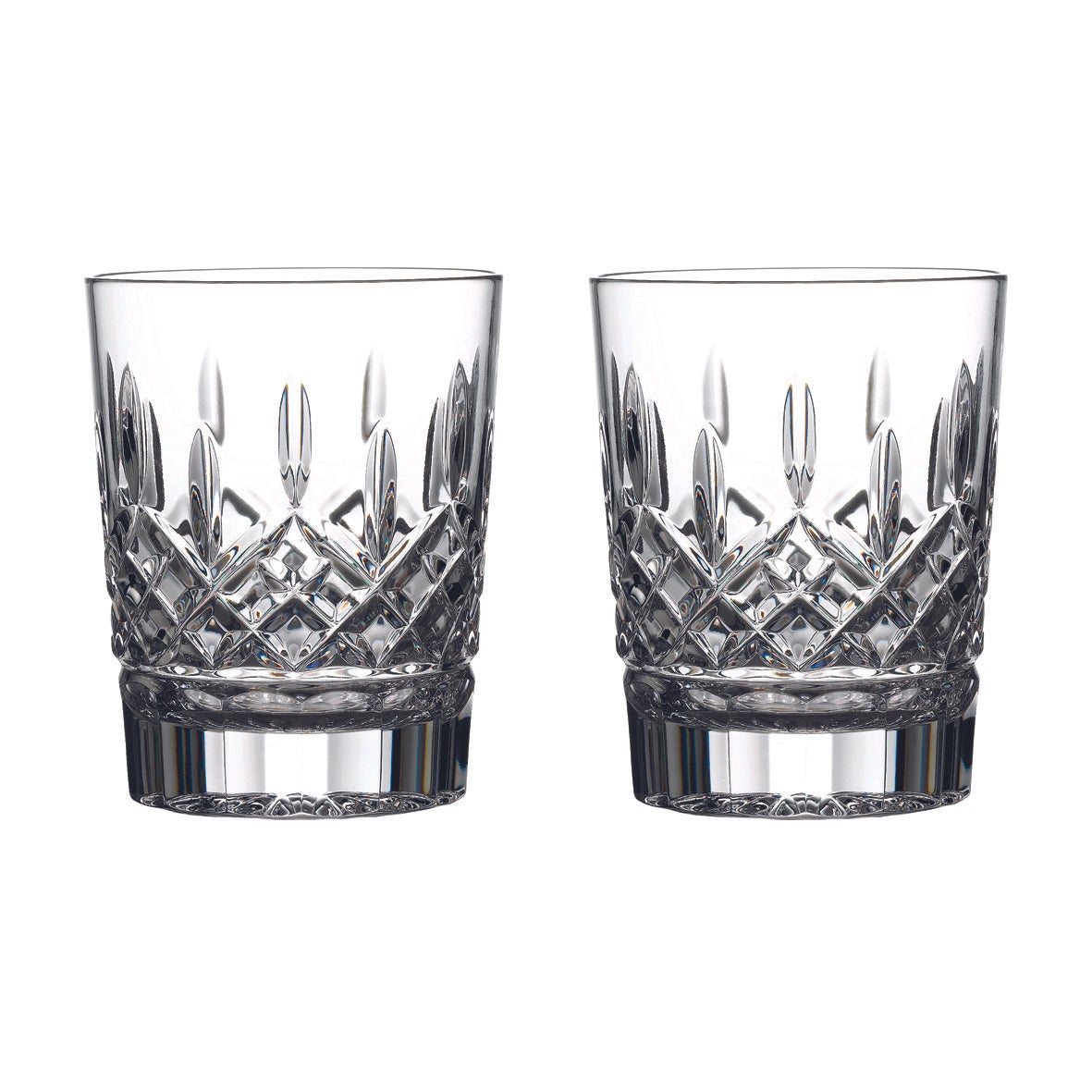 Lismore Crystal Double Old Fashioned Whiskey Glasses Set of 2 - Elegant Barware for Cocktails, Bourbon & Scotch - Perfect for Home Bars, Weddings & Gifts