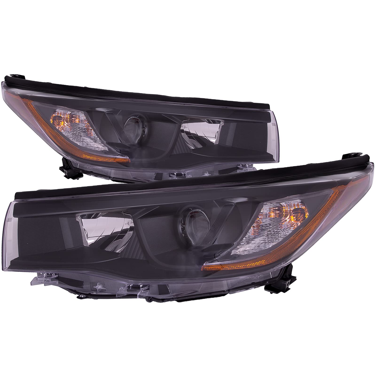 PERDE Black Housing Clear Lens Headlights Set for Toyota Highlander 2014-2016 - Upgrade Your Night Driving Safety & Style