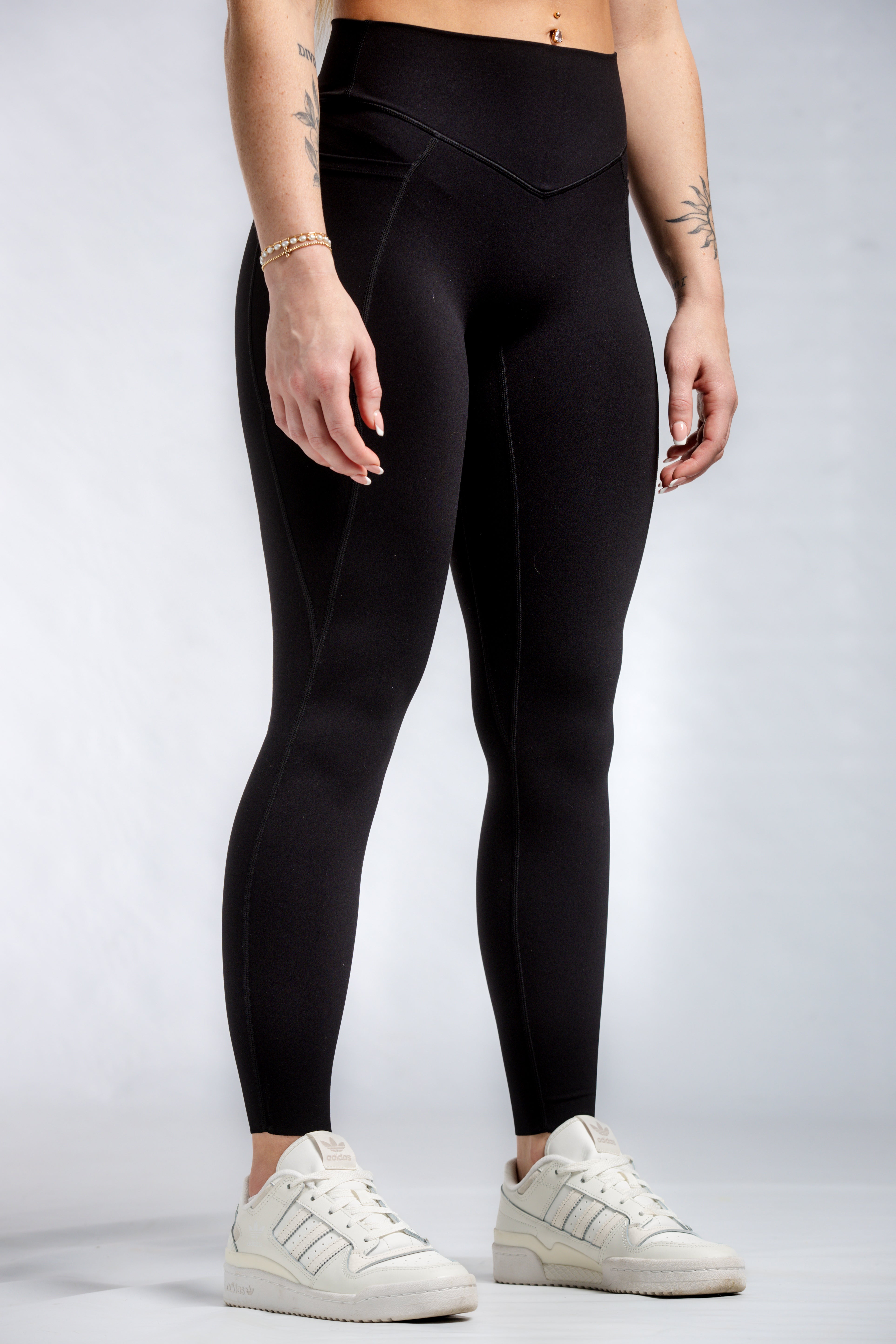 NKD High Waist Yoga Leggings with Pockets - Black | Women's Workout Tights for Running, Gym & Lounge | Soft Stretchy Comfortable Athletic Pants
