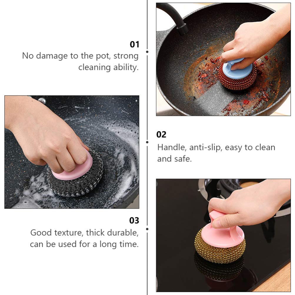 Hemoton Steel Wool Scrubber 10pcs - Detachable Dish Brush for Kitchen & Restaurant Cleaning