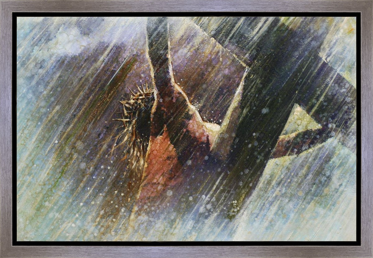 Religious Wall Art - Hand-Painted Crucifixion Gallery Wrap Canvas for Home & Church Decor - Perfect for Living Room, Bedroom & Worship Spaces