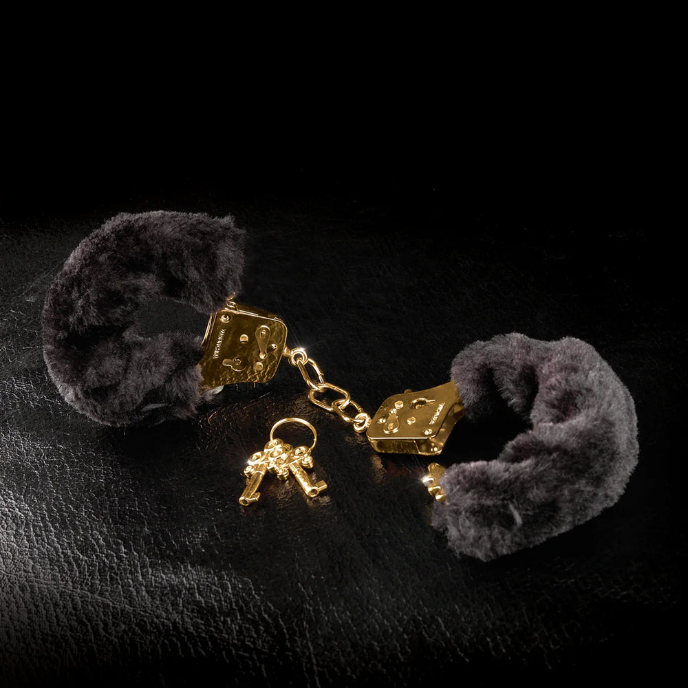 Fetish Fantasy Gold Deluxe Furry Metal Cuffs - Premium BDSM Restraints for Couples, Role Play & Bondage Scenes - Perfect for Bedroom Play & Fantasy Fulfillment