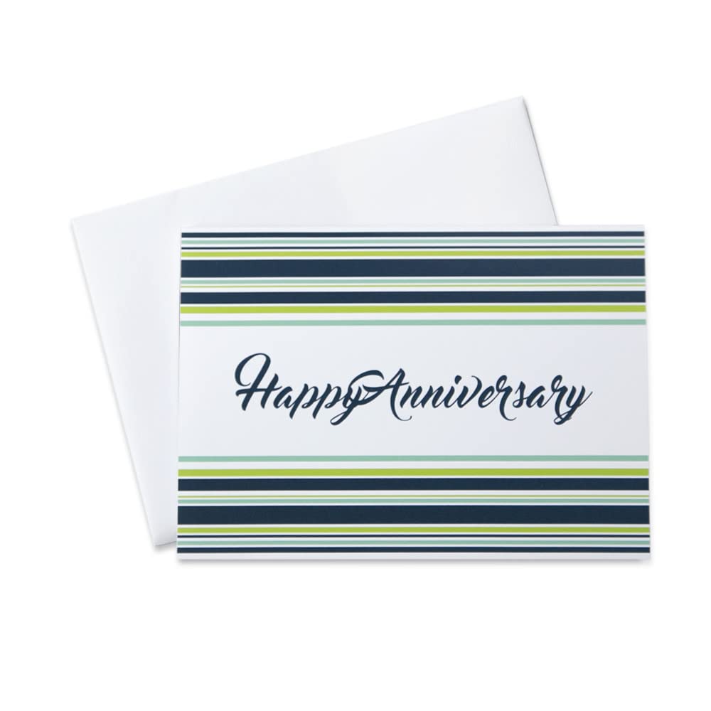 CEO Cards - Premium 5x7 Inch Business Anniversary Greeting Cards (Green & Blue Stripes), Pack of 25 Cards with 26 White Envelopes (A1602) - Perfect for Corporate Celebrations, Milestone Recognition & Professional Networking Gifts
