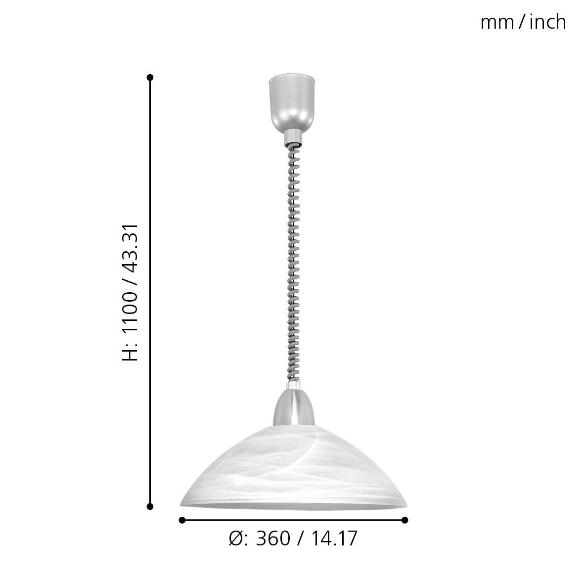 Eglo Lord 2 White Alabaster Glass & Nickel Ceiling Pendant Light Fixture - Modern Dining Room Lighting for Kitchen Island, Bedroom or Entryway