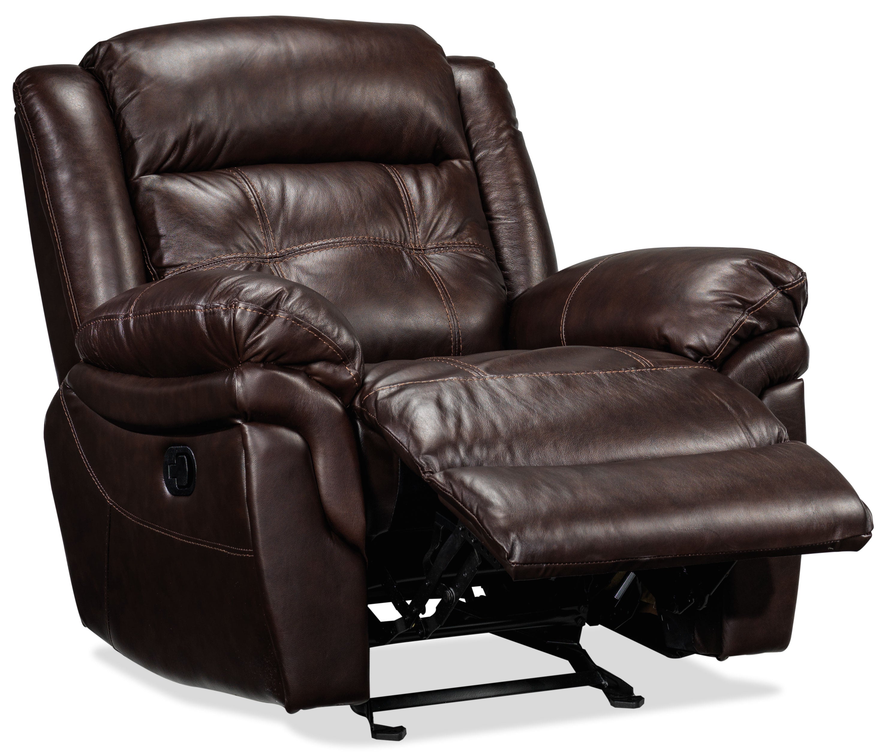 Cooper Leather Rocker Recliner Chair - Genuine Brown Leather Living Room Furniture for Relaxation & Comfort | Perfect for Home Theater, Nursery, and Reading Nook