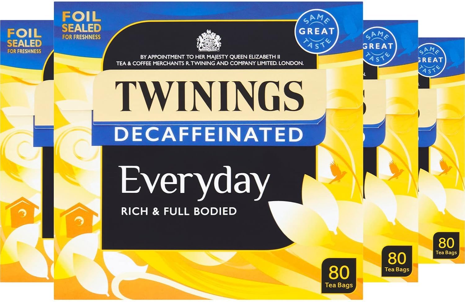 Twinings Everyday Decaffeinated Tea Bags - 80 Count | Premium Black Tea | Caffeine-Free | Perfect for Relaxation & Evening Enjoyment