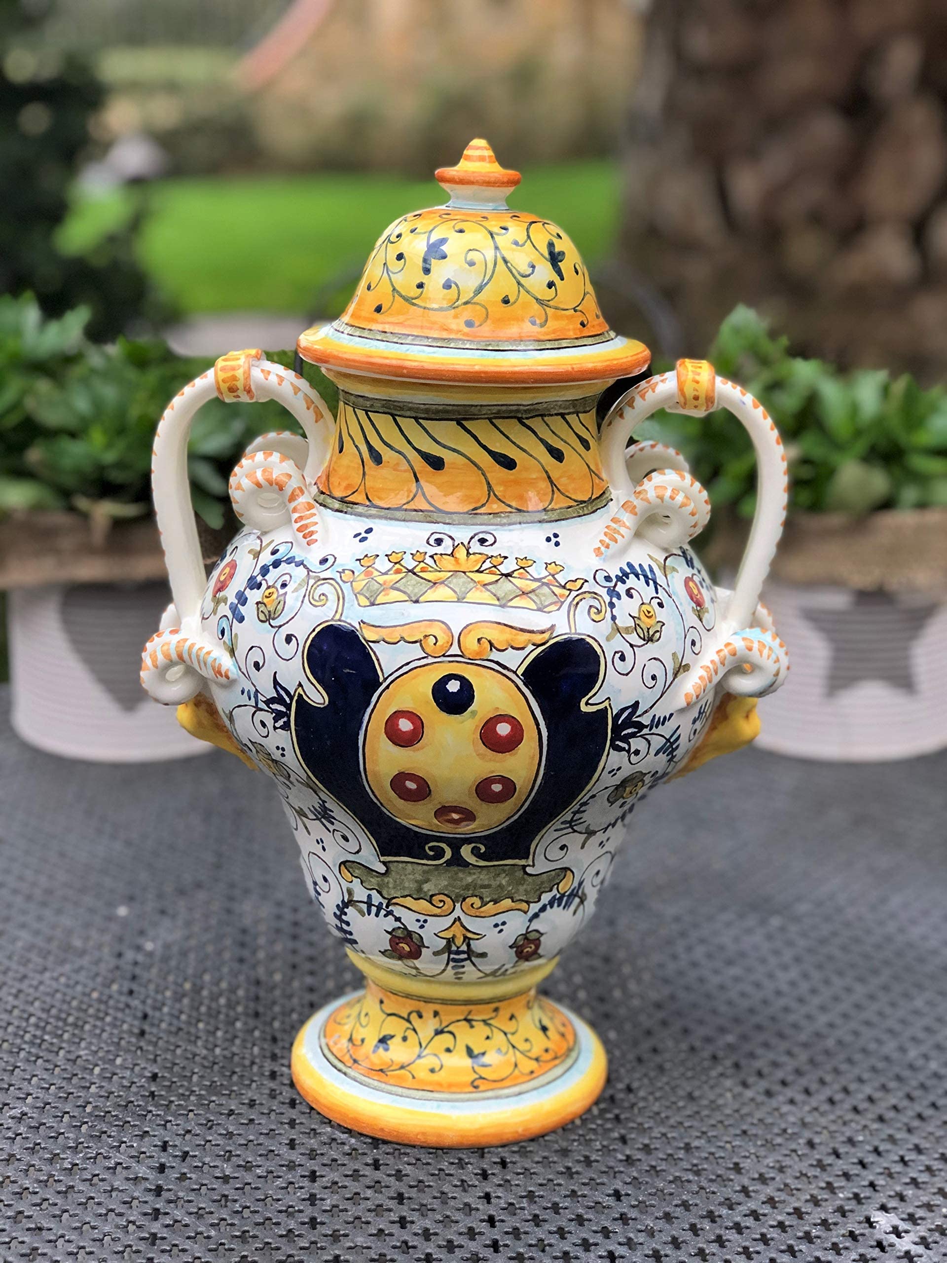 Italian Ceramic Amphora Vase - Hand Painted Tuscan Art Pottery Made in Italy | CERAMICHE D'ARTE PARRINI | Perfect for Home Decor, Wedding Centerpieces & Mediterranean Style Interiors