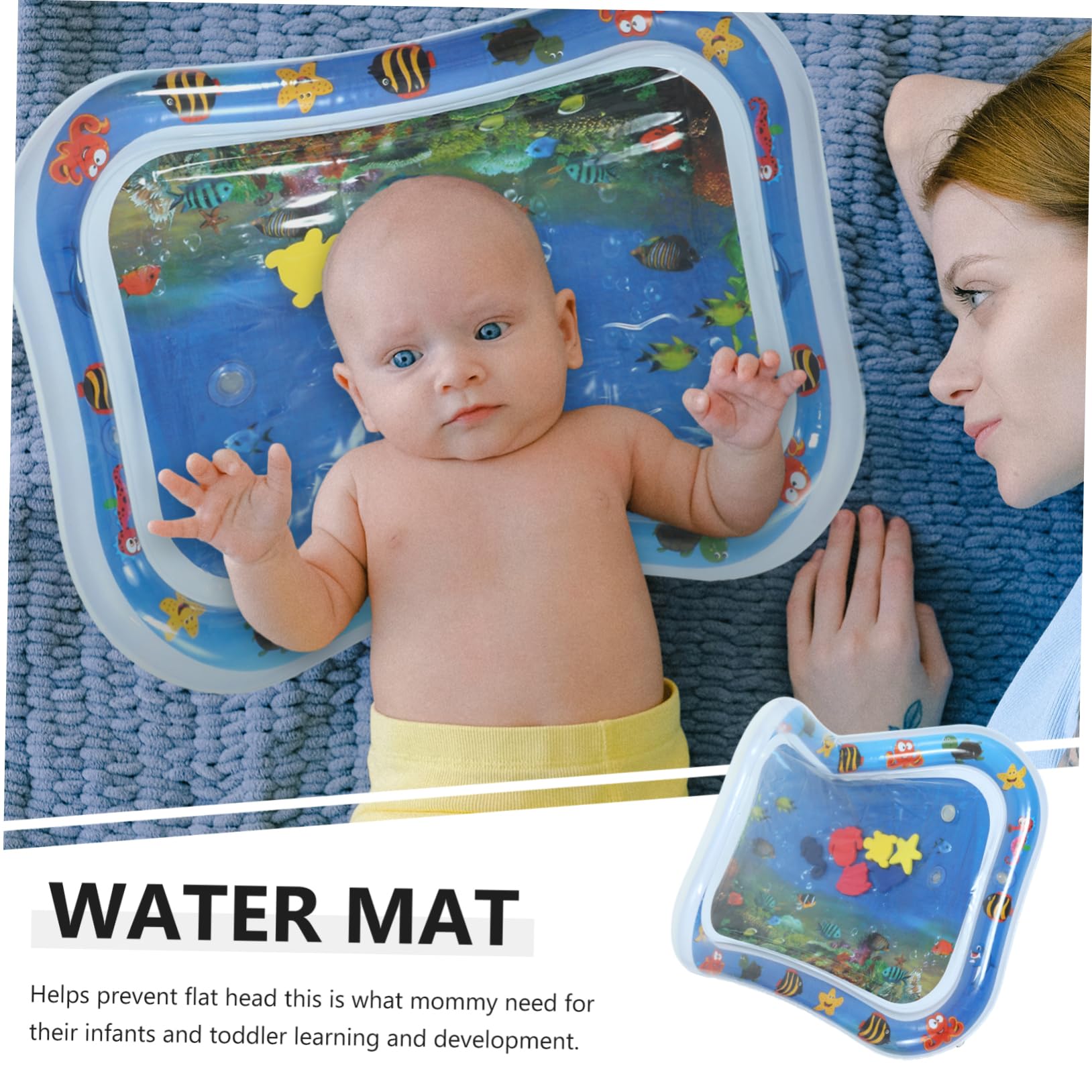 VICASKY Water Cushion Toys for Newborns - Blue PVC Baby Water Mat for Tummy Time, Sensory Play & Early Learning Development
