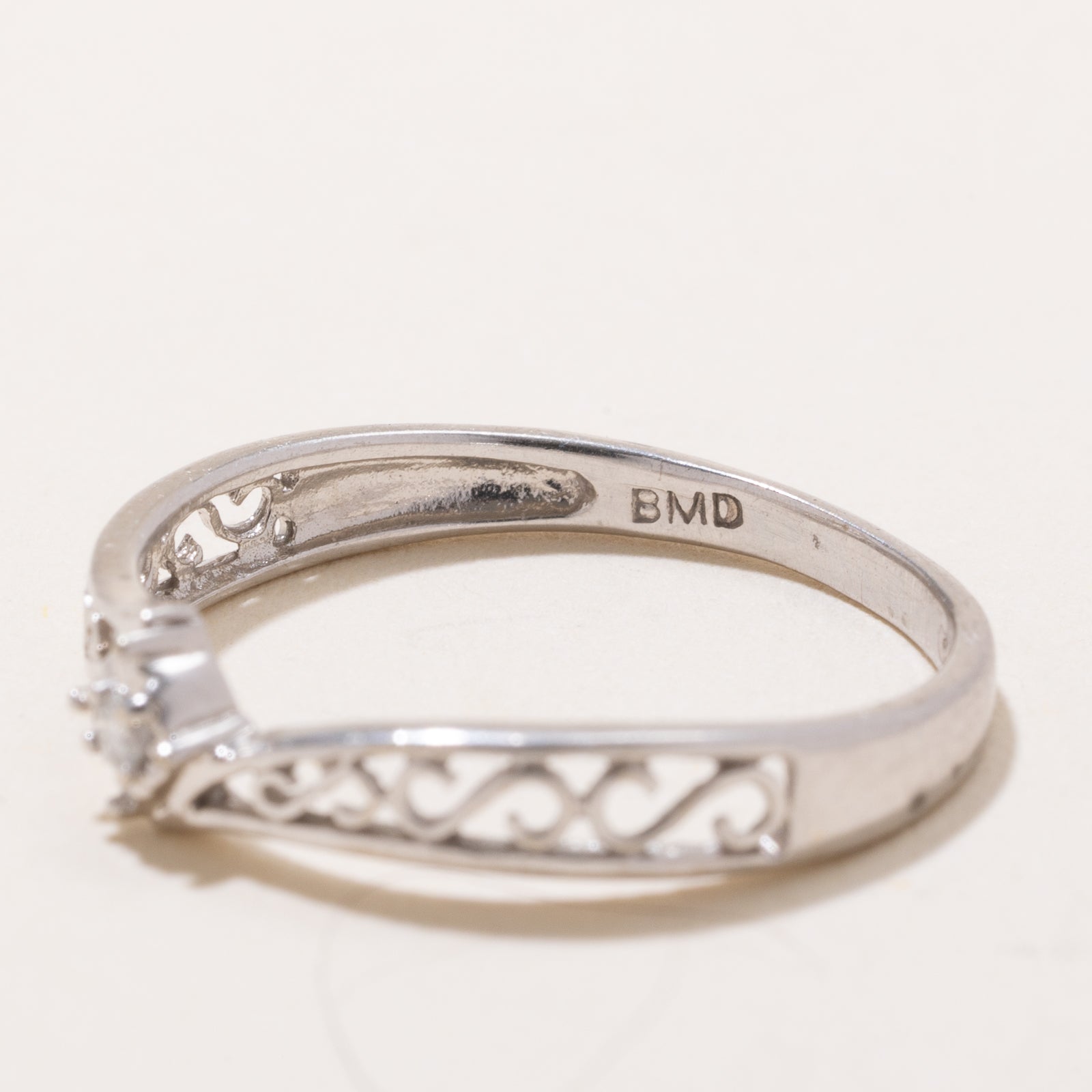 0.015ct Diamond Bypass Ring Size 7.5 - Elegant Stackable Wedding Band for Women, Perfect for Engagement, Anniversary & Everyday Wear