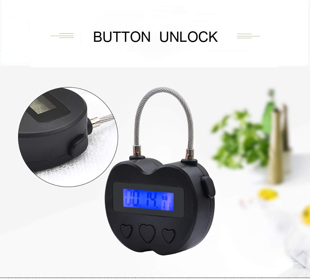 LCD Display Electronic Timer Lock - USB Rechargeable Time Padlock with Multiple Functions for Home, Office & Travel Security (Black) - Perfect for Lockers, Storage Boxes, Luggage & Gym Bags