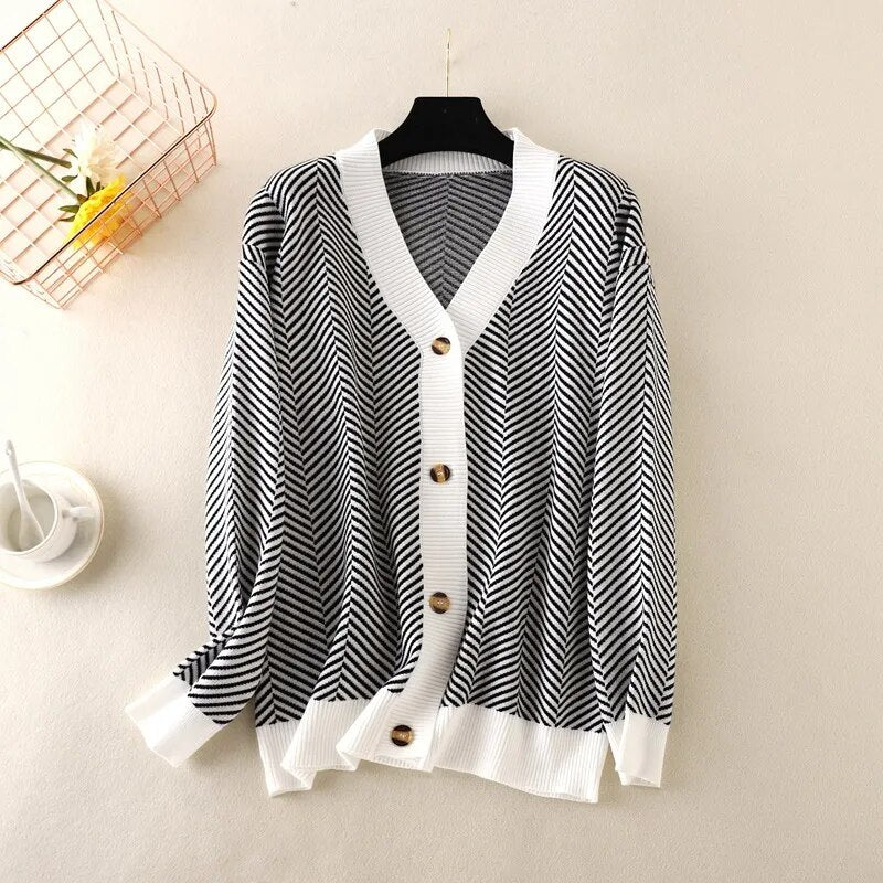 Women's Knitted Cardigan Sweater Jacket - Warm Embroidery Fashion Coat for Autumn & Winter 2022 | Loose Fit Ladies Knitwear for Casual Wear, Office & Outings