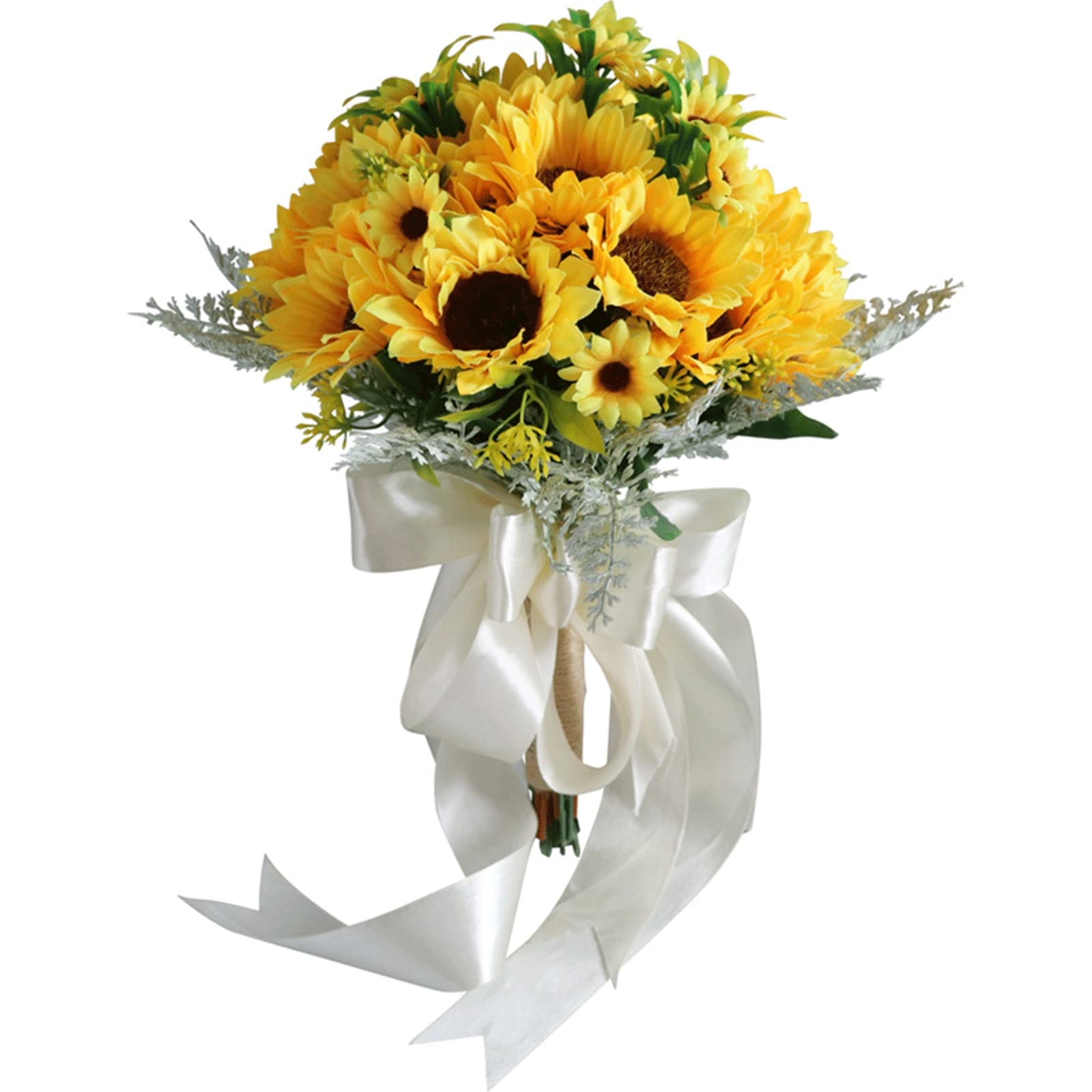 Artificial Sunflower Bouquet - Fake Sunflowers for Wedding, Bridesmaid Bouquets, Bulk Flowers for Home, Hotel, Office, Party & Garden Decor - Perfect for Weddings, Events, and Home Decoration