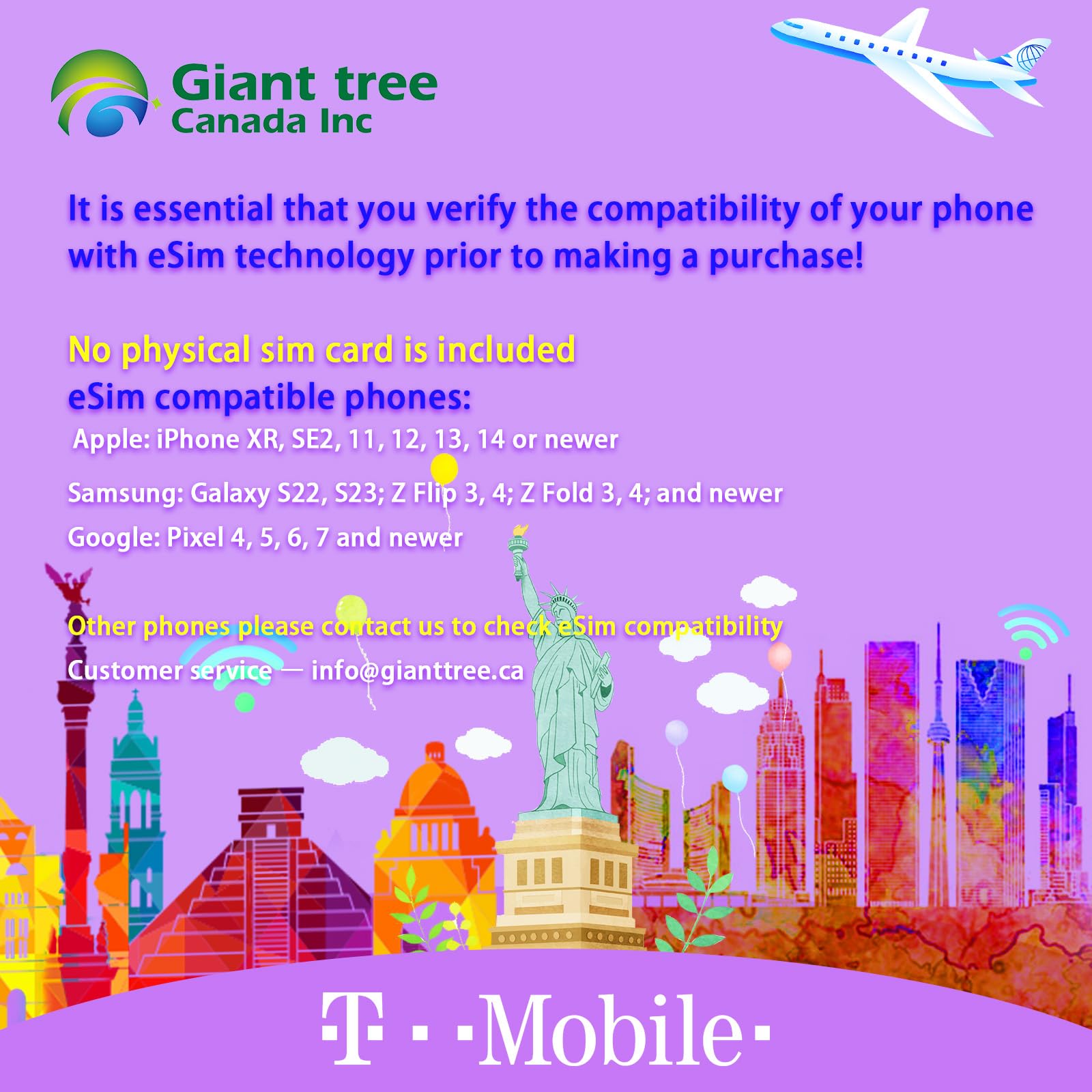 USA Canada Mexico Travel eSIM - Unlimited Data, Calls & Texts with T-Mobile Network (6 Days) | Perfect for International Travelers, Business Trips & Vacation Connectivity