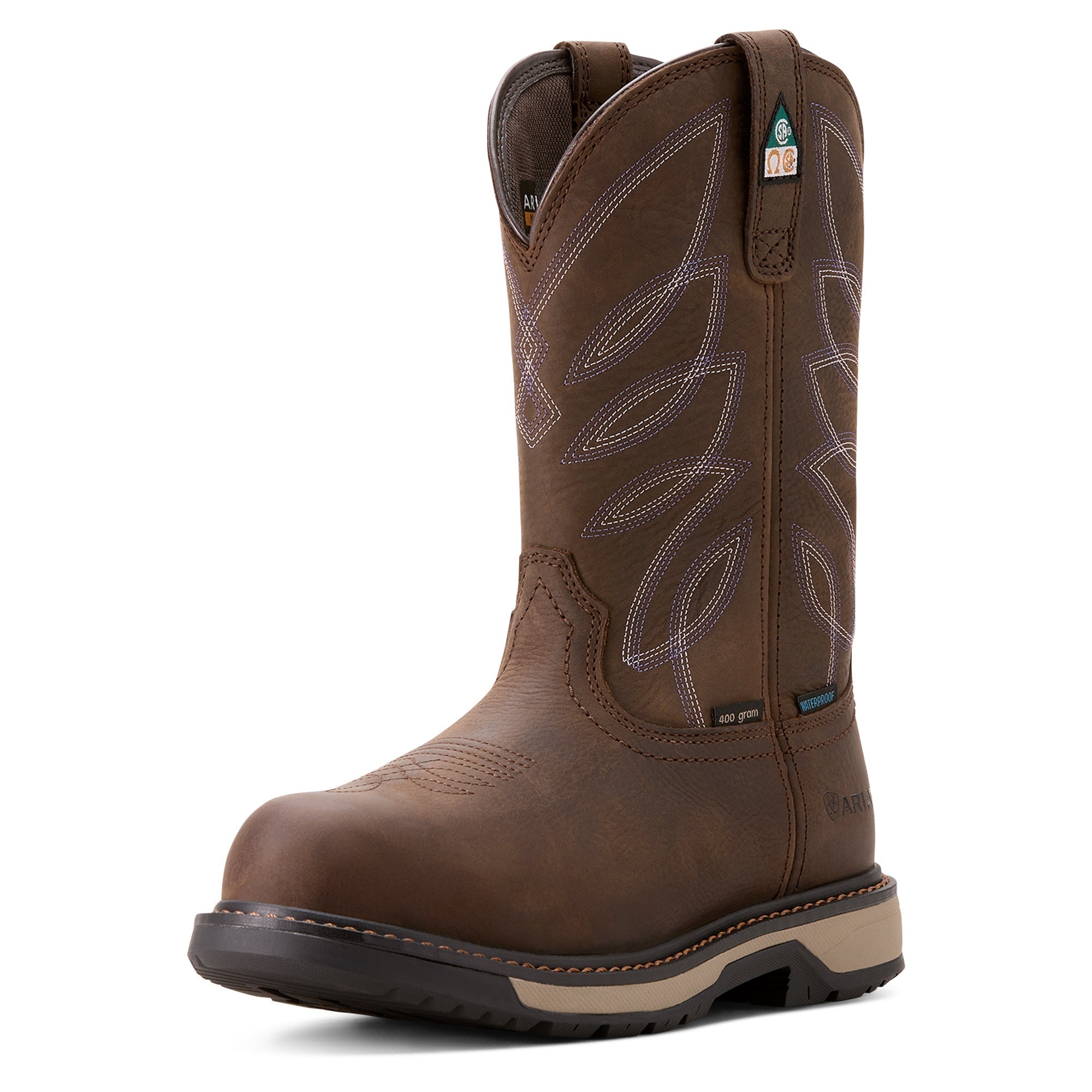 Riveter Women's CSA Certified Glacier Grip Waterproof 400g Composite Toe Work Boots - Slip Resistant Safety Shoes for Construction, Warehouse & Outdoor Work (Brown)
