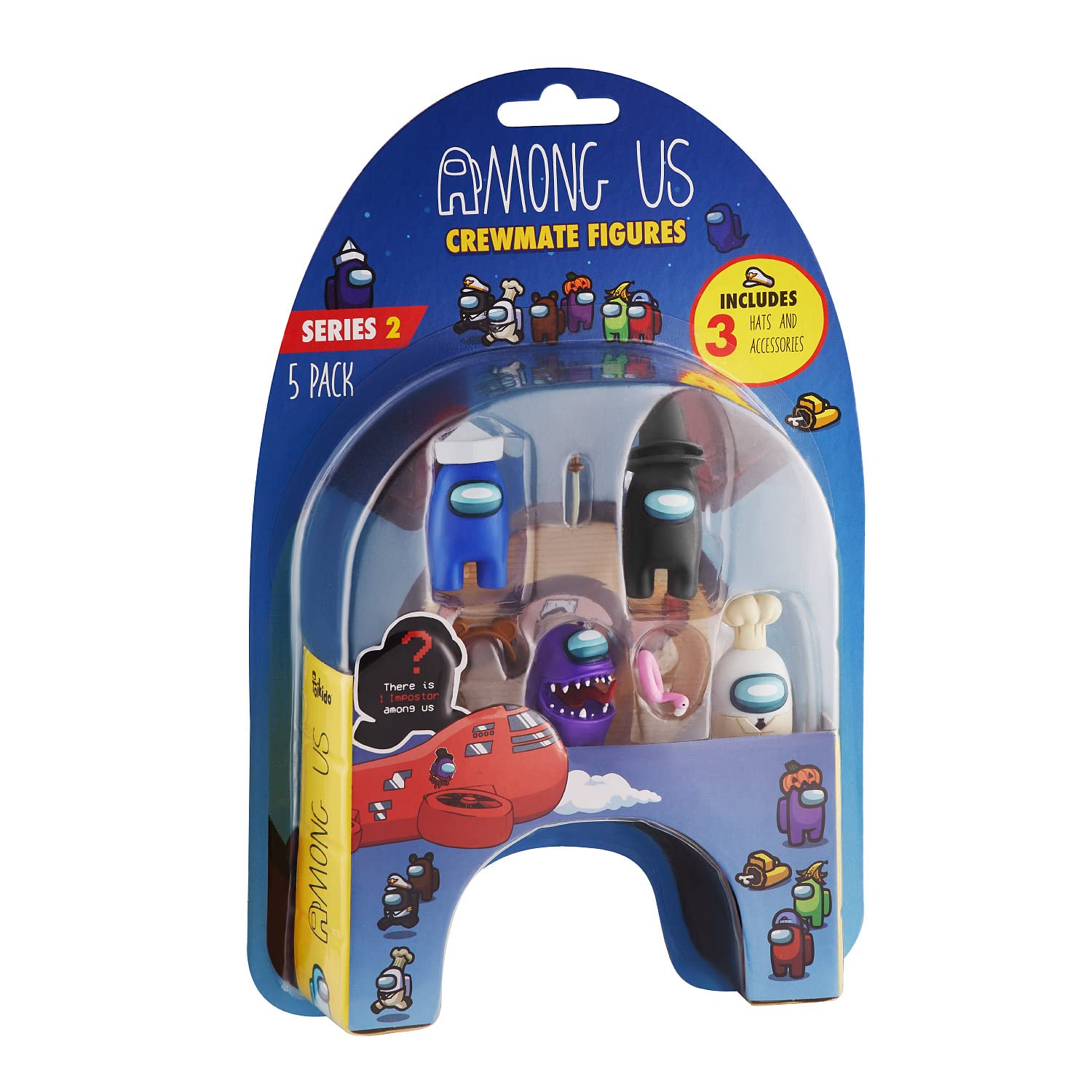 Among Us Crewmate Action Figures - 5-Pack Mini Collectible Toys with 3 Bonus Hats & Hidden Imposter | Official Among Us Merchandise for Kids & Fans | Perfect for Game Nights, Birthday Gifts & Collector Displays