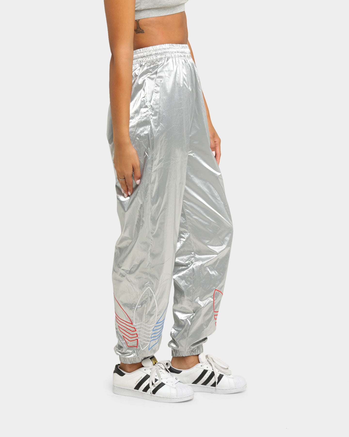 Adidas Women's Japona Track Pants - Metallic Silver Athletic Joggers for Running, Yoga & Lounge Wear