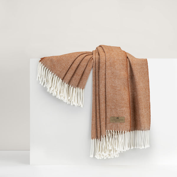 Italian Herringbone Copper Throw Blanket - Soft & Luxurious for Couch, Bed, or Sofa - Perfect for Cozy Evenings & Home Decor