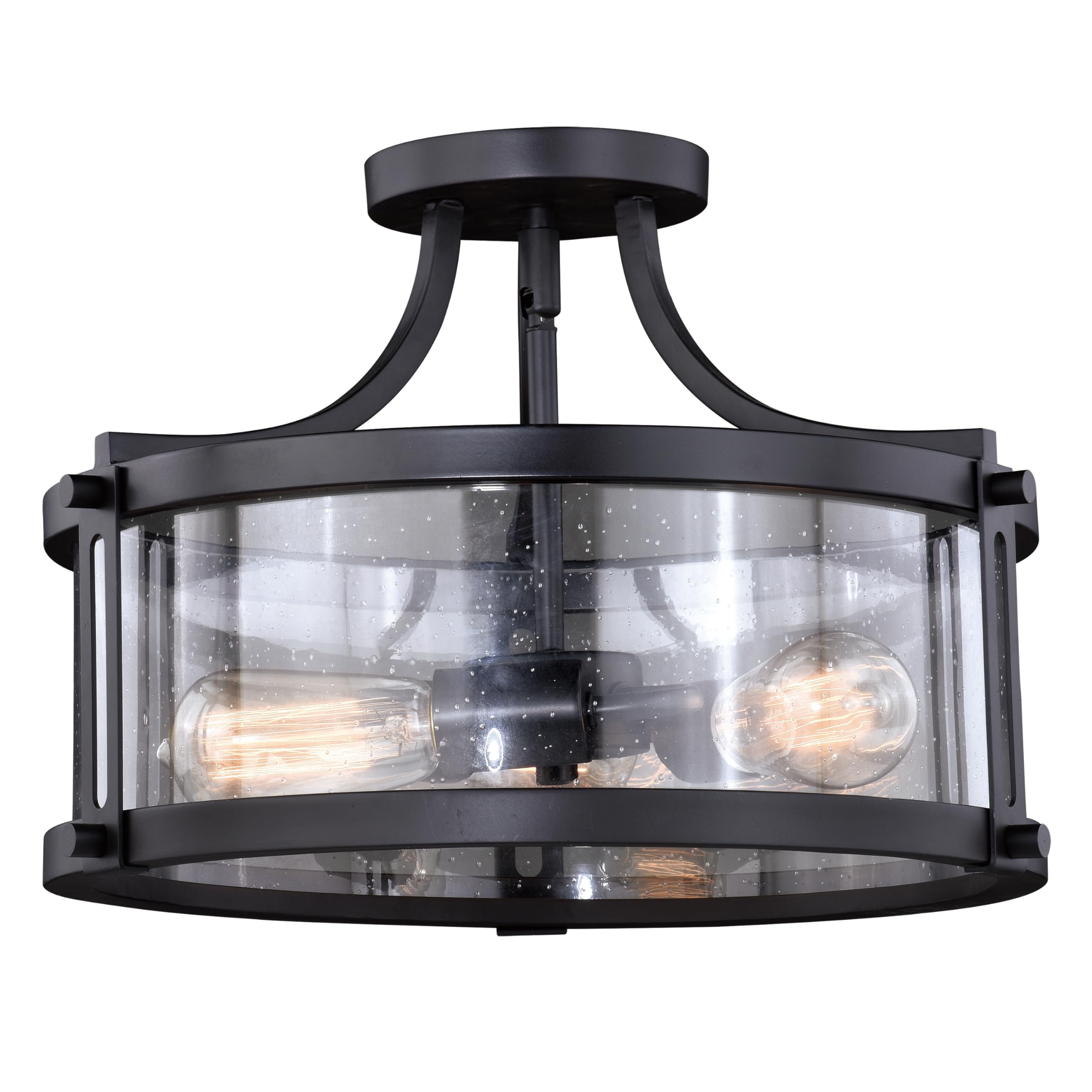 VAXCEL Holbrook 15.75-inch Wide Bronze Semi Flush Mount Ceiling Light Fixture with Clear Glass Shade - Perfect for Bedroom, Living Room, and Hallway Lighting