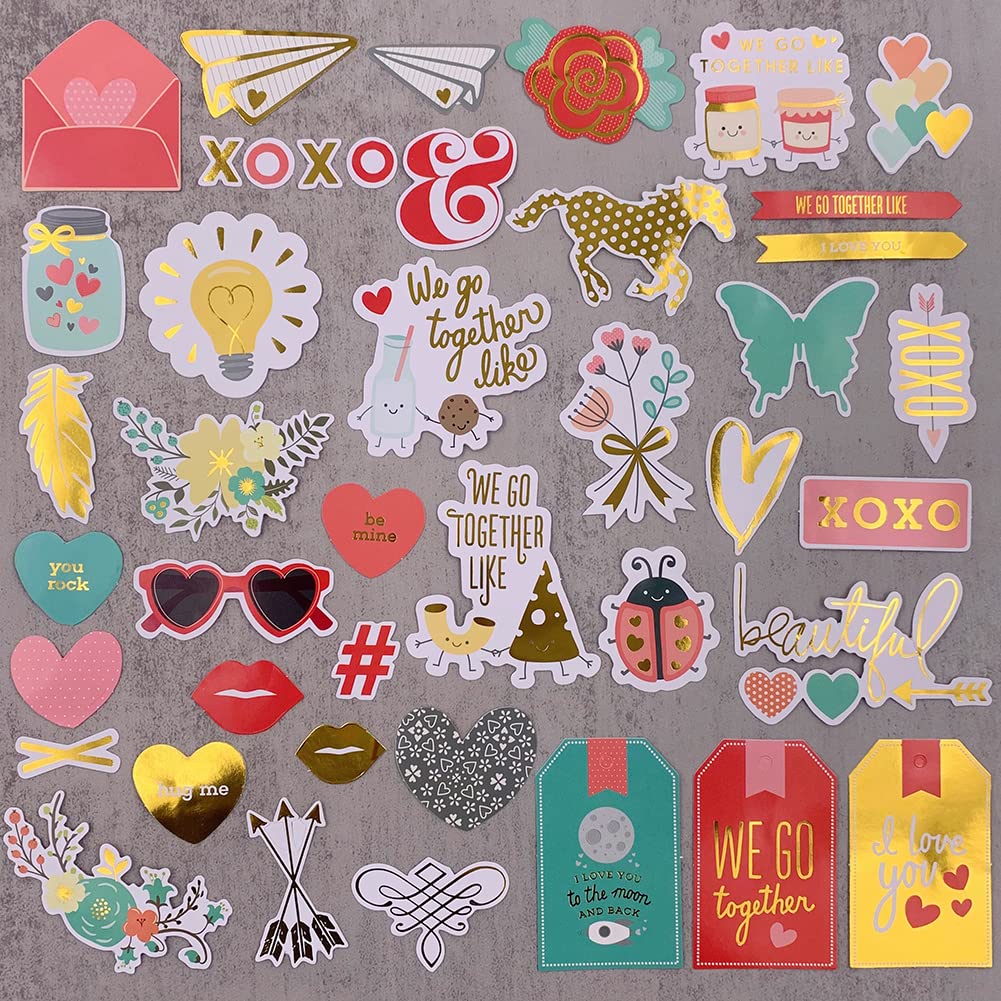 120pcs Scrapbook Stickers Set - Love Themed Cardstock Decorative Stickers for DIY Crafts, Journaling, Scrapbooking, Planner Decor & Laptop Personalization - Perfect for Gift Wrapping, Bullet Journals & Memory Books