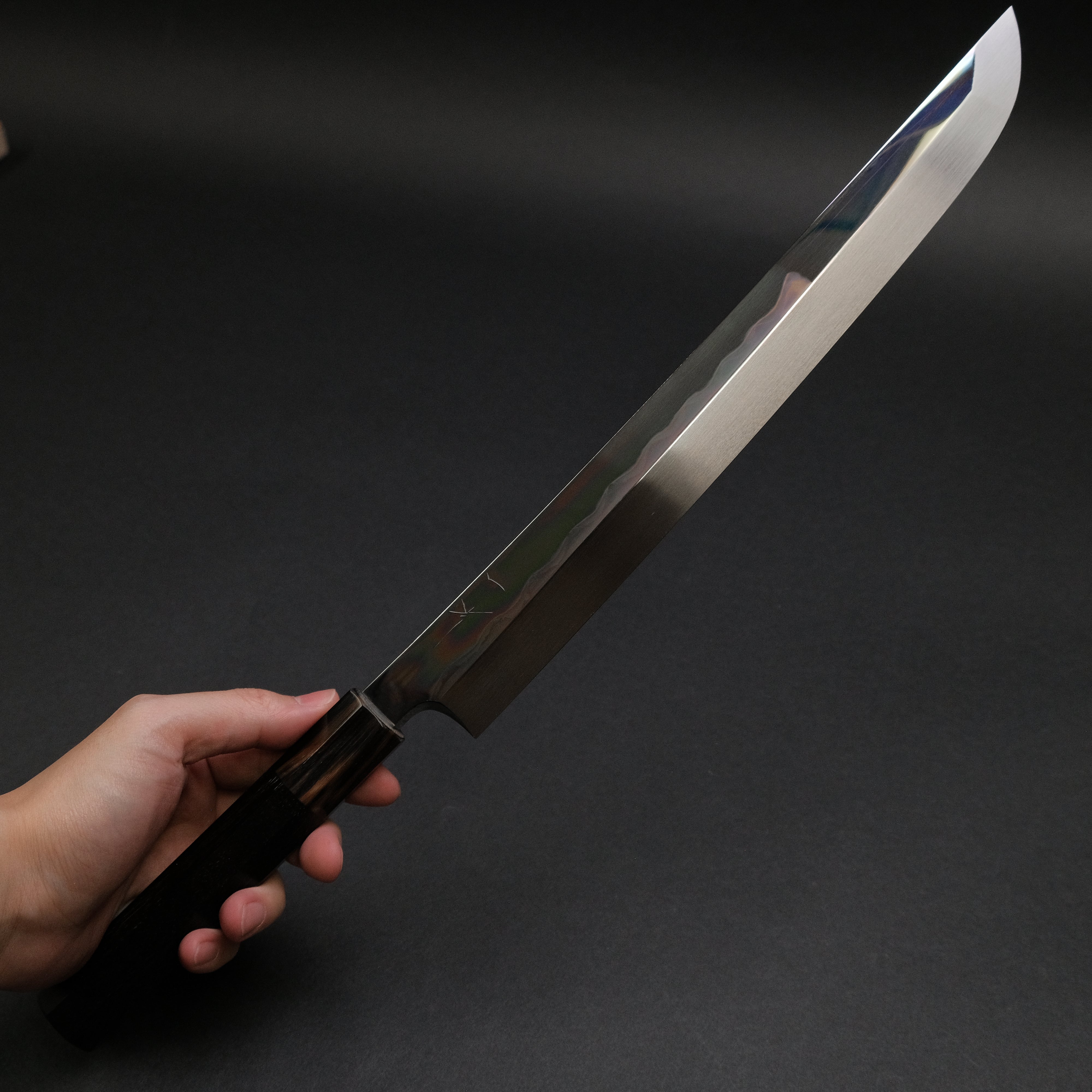 Hitohira Togashi White #1 Notaremon Mizu Honyaki Yanagi Sakimaru 300mm Sushi Knife with Taihei Ebony Handle & Saya - Professional Japanese Chef Knife for Sushi, Sashimi & Precision Cutting