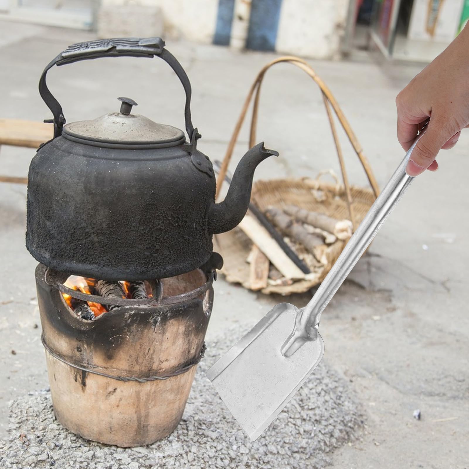 Bestoyard 16-Inch Fireplace Shovel with Long Handle - Ash Shovel, BBQ Charcoal Poker & Scoop, Mini Dust Pan for Wood Stove, Hearth, Oven & Gardening Cleaning - Perfect for Fireplace Maintenance, Camping & Outdoor Cooking