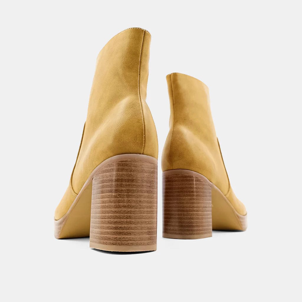 Shu Shop Tan Vernita Platform Bootie - Stylish Chunky Heel Ankle Boots for Women | Perfect for Fall, Winter & Casual Outfits